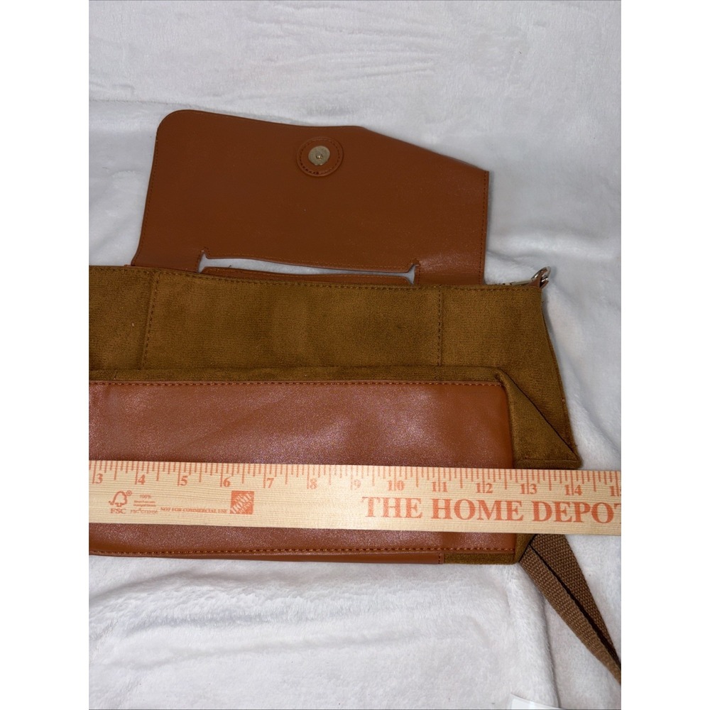 Faux Suede Slouchy Envelope Crossbody/Messenger Bag Woven Strap Modern Casual - Picture 8 of 9